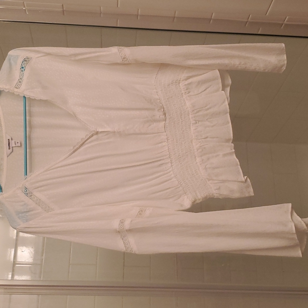 Express Ivory Long Sleeve Blouse